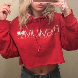 Red Cropped Hoodie